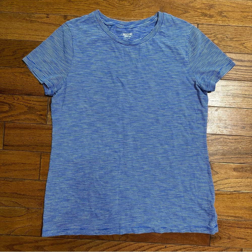Mossimo Supply Co. Blue Pinstripe Short Sleeve Tee